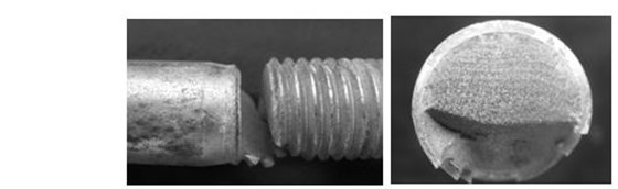 六角頭螺栓疲勞斷裂斷口形貌， 彩鋅螺栓疲勞斷裂斷口形貌
