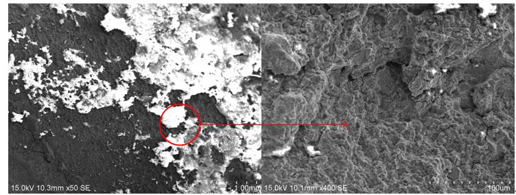 鹽酸水溶液超聲波清洗后斷口宏、微觀形貌